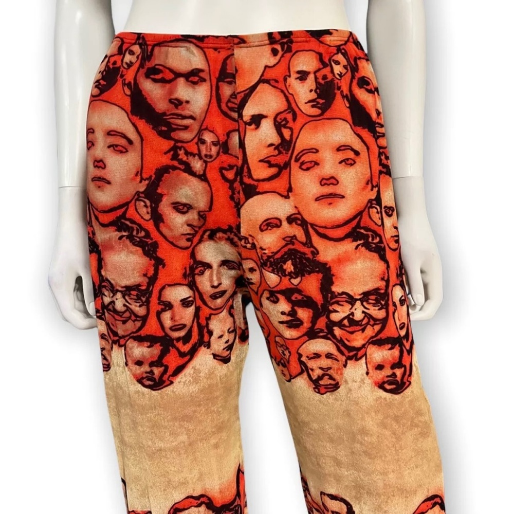 SOLD Jean Paul Gaultier Vintage Faces Printed Mesh Pants - Picture 3 of 8